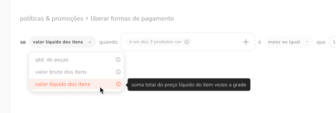 política liberar formas de pagamento